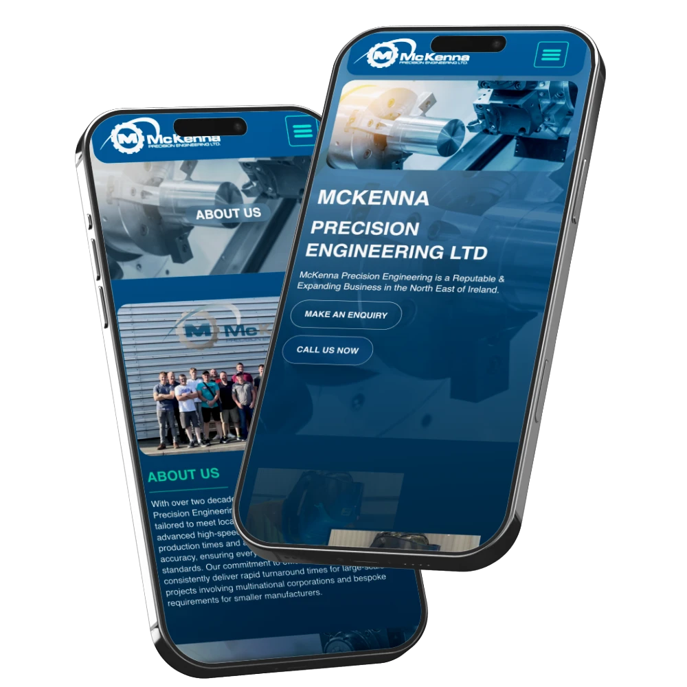 McKenna Precision Engineering Ltd website on mobile phones.